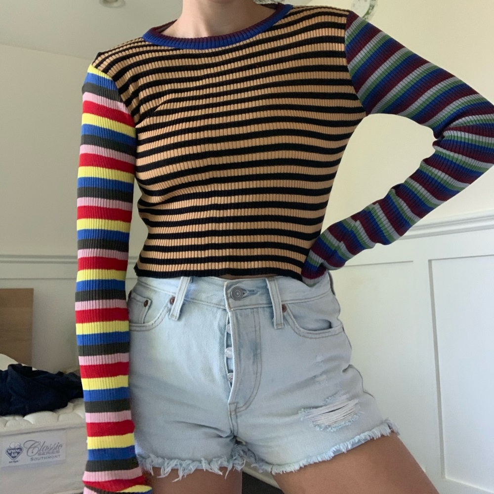 Multicolored stripe top
